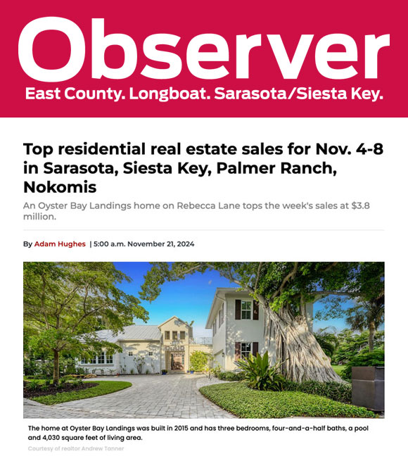 Observer Sarasota Luxury Real Estate Article